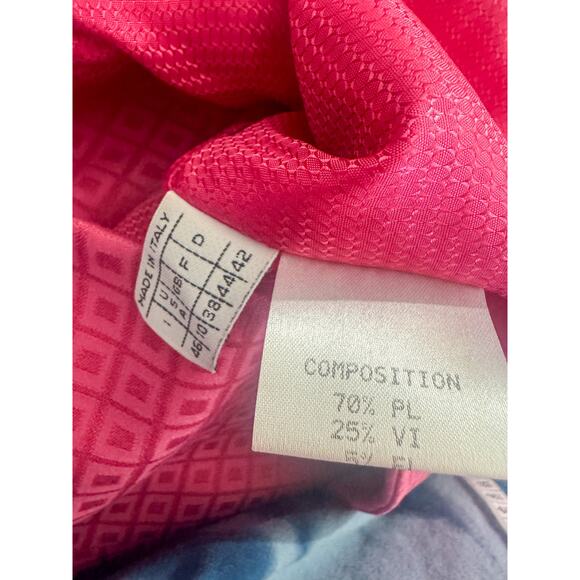 Italian Hot Pink Jacquard Skirt Suit Power Blazer & Pencil Skirt Barbiecore - Picture 8 of 13